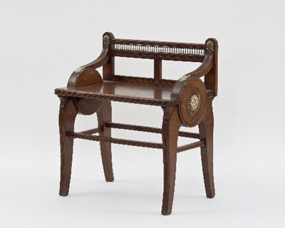 Lot 567 - A Shoolbred & Co. hall seat, the back and down...