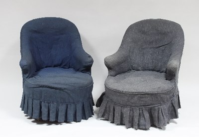 Lot 568 - A pair of Victorian button-back nursing chairs,...