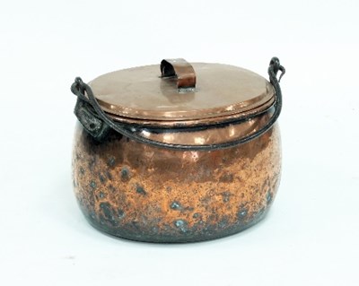 Lot 578 - A large 19th Century copper cauldron and lid...