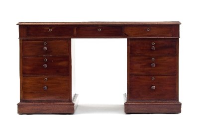 Lot 589 - A 19th Century mahogany pedestal desk, the...