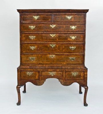 Lot 592 - A fine George II burr walnut and oak chest on...