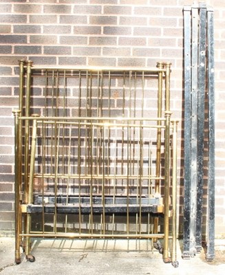 Lot 619 - Two brass single bedsteads with iron frames,...