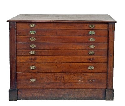 Lot 621 - A 19th Century folio chest of seven long...