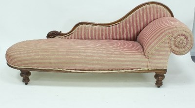 Lot 628 - A Victorian chaise longue with mahogany frame...