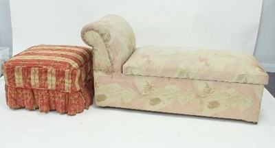 Lot 631 - A Victorian upholstered stool and a box ottoman