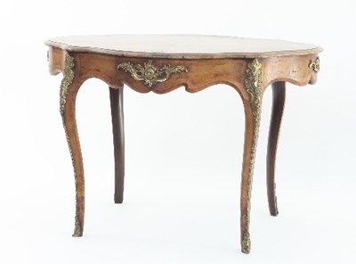 Lot 646 - A Louis XV style walnut centre table, the...