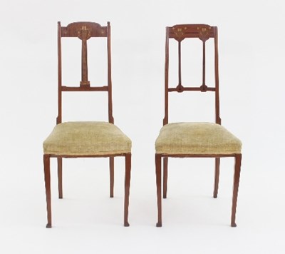 Lot 647 - Two Art Nouveau style satinwood and marquetry...