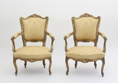 Lot 657 - A pair of Louis XVI style giltwood open...