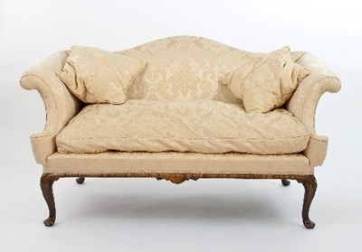 Lot 661 - A George I style settee, with camel back on...