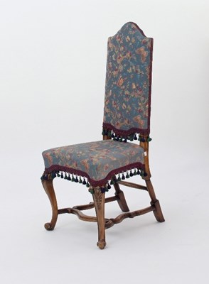 Lot 672 - A Queen Anne style walnut high back dining chair