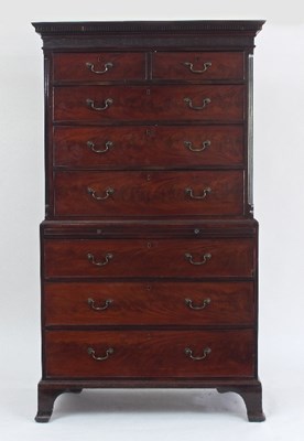 Lot 682 - A George III mahogany chest on chest, circa...