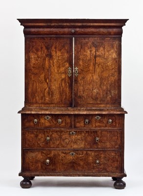 Lot 687 - A Queen Anne walnut cabinet on chest, circa...