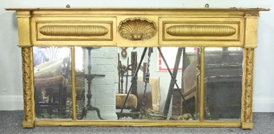 Lot 701 - A William IV gilt three-part overmantel mirror...