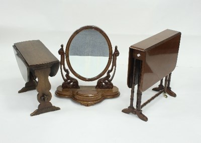 Lot 730 - A Victorian walnut swing frame toilet mirror,...