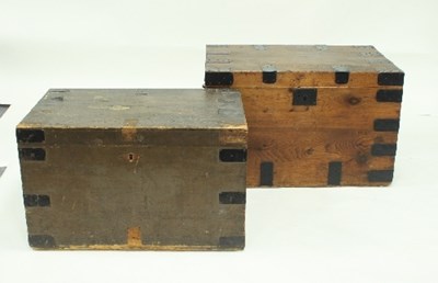 Lot 740 - A metal bound chest, 76cm wide and another...