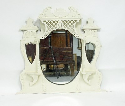 Lot 744 - An Edwardian white painted overmantel with...