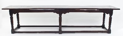 Lot 745 - A large 17th Century oak refectory table, the...