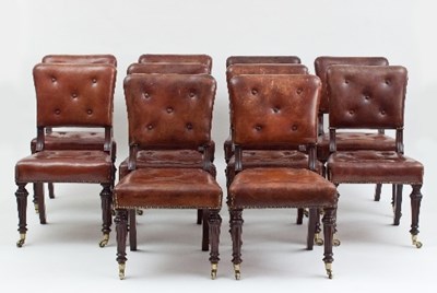 Lot 746 - A set of ten Victorian mahogany dining chairs...