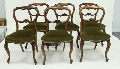 Lot 748 - Six Victorian rosewood dining chairs with...