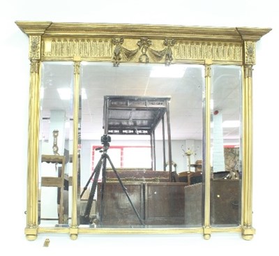 Lot 754 - A Regency gilded landscape mirror with...