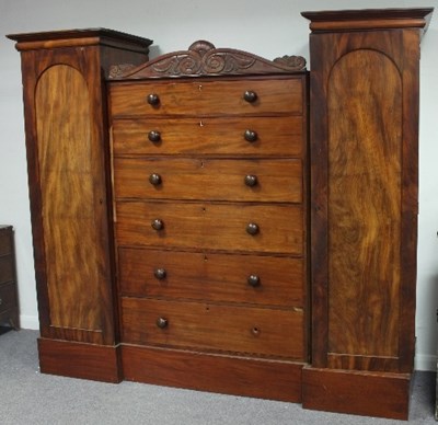 Lot 766 - A Victorian mahogany wardrobe, 214cm wide