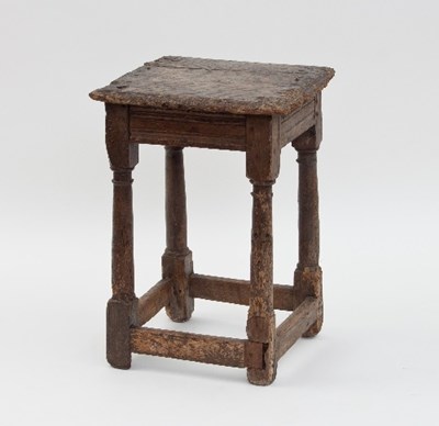 Lot 767 - A 17th Century oak joint stool on turned legs...