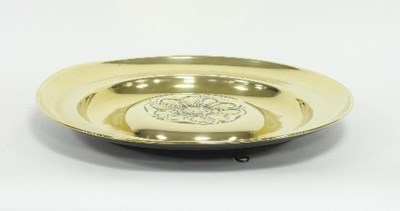 Lot 774 - A 19th Century brass alms dish with Tudor rose...