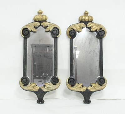 Lot 795 - A pair of painted and gilt framed mirrors with...