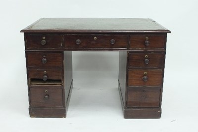 Lot 808 - A Victorian mahogany kneehole desk, the inset...