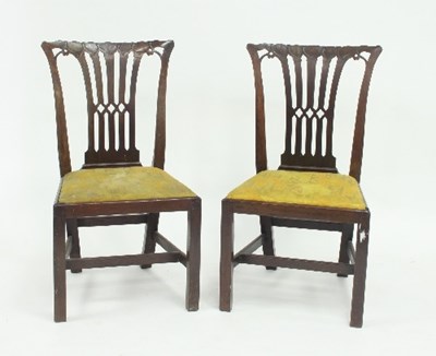 Lot 814 - A pair of 19th Century mahogany dining chairs,...