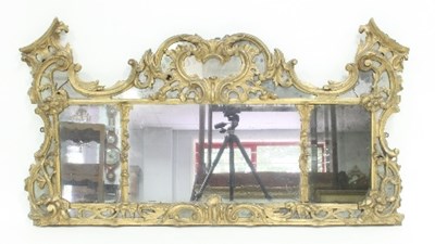 Lot 830 - A Victorian gilt framed mirror, the triple...