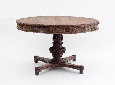 Lot 835 - An Anglo-Indian teak centre table, the...