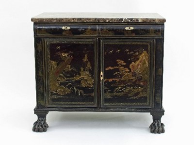 Lot 839 - A 19th Century japanned side cabinet fitted...