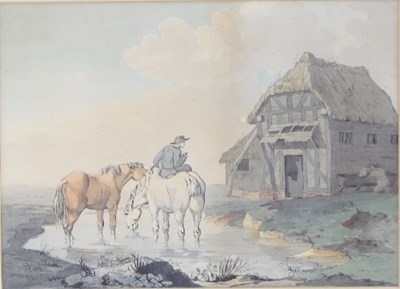 Lot 905 - 18th Century English School/Horses in a stream...