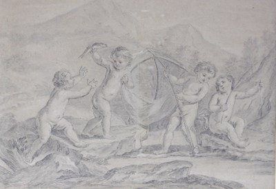 Lot 911 - School of Boucher/Putti/pencil, 35cm x 50cm