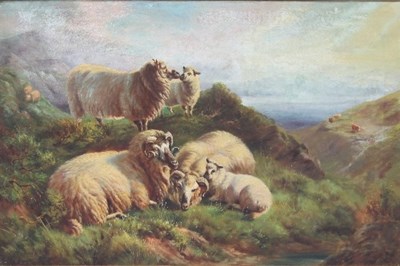 Lot 960 - J Morris/Sheep in a Highland Landscape/Cattle...