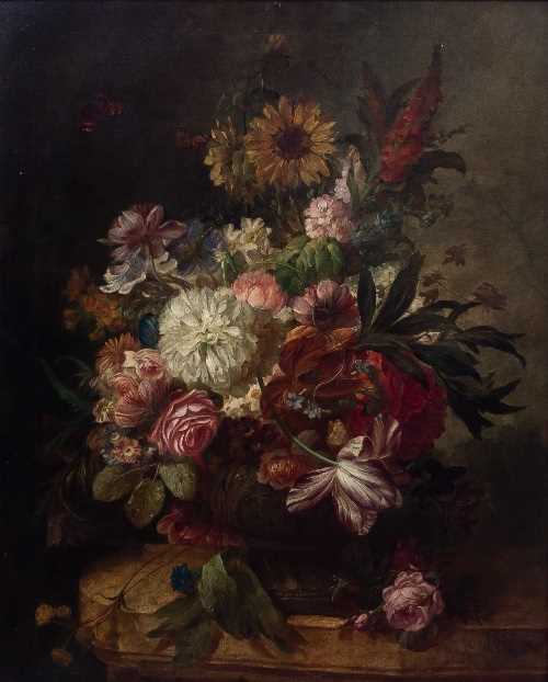 Lot 965 - Herman/Summer Flowers in a Carved Stone Vase...