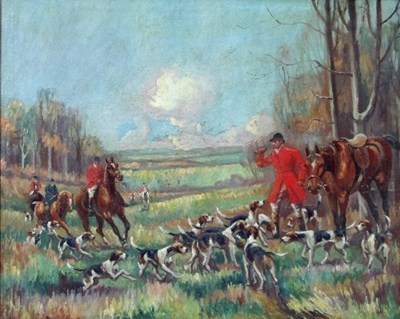 Lot 969 - 20th Century English School/ hunting scene/oil...