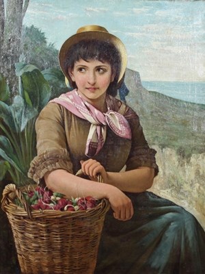 Lot 972 - H Edgar Morelle/A Girl with a Basket of...