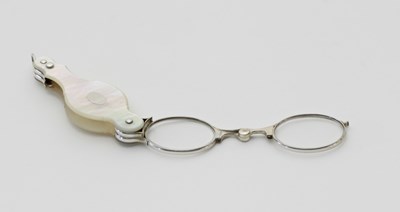 Lot 29 - A mother-of-pearl cased pair of lorgnettes,...