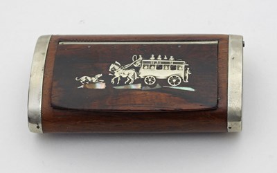 Lot 41 - A wooden snuff box with plated mounts and a...