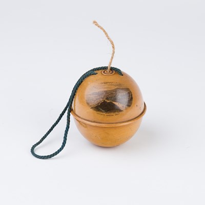 Lot 72 - A Mauchline ware spherical string box with...