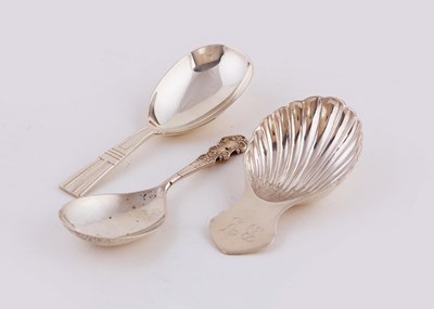 Lot 110 - A silver caddy spoon, F H, Sheffield 1963,...