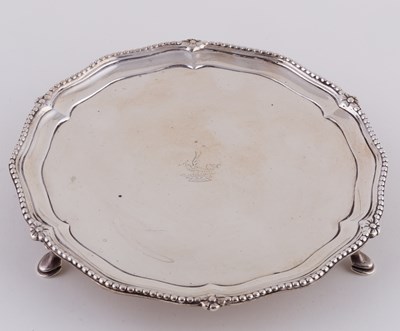 Lot 144 - An Irish silver card waiter, Dublin 1780,...