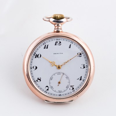 Lot 181 - A Zenith open-faced pocket watch, the white...