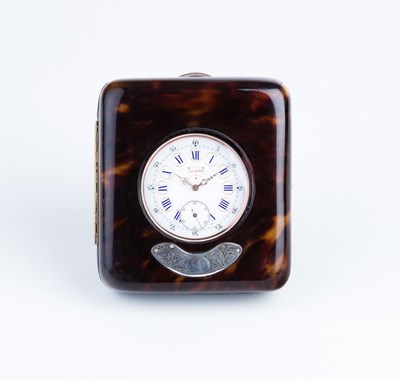 Lot 184 - A Goliath travelling watch in tortoiseshell...