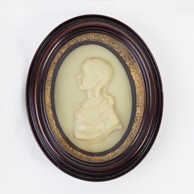 Lot 197 - A wax portrait silhouette, circa 1780, of a...