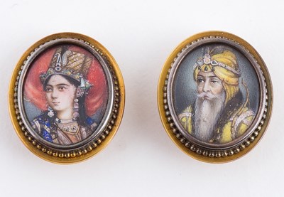 Lot 259 - Two Indian miniature portraits on ivory set...