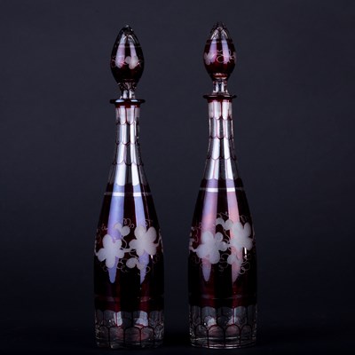 Lot 294 - A pair of late 19th Century Bohemian ruby...