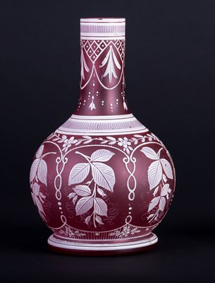 Lot 296 - A late 19th Century ruby glass vase with...